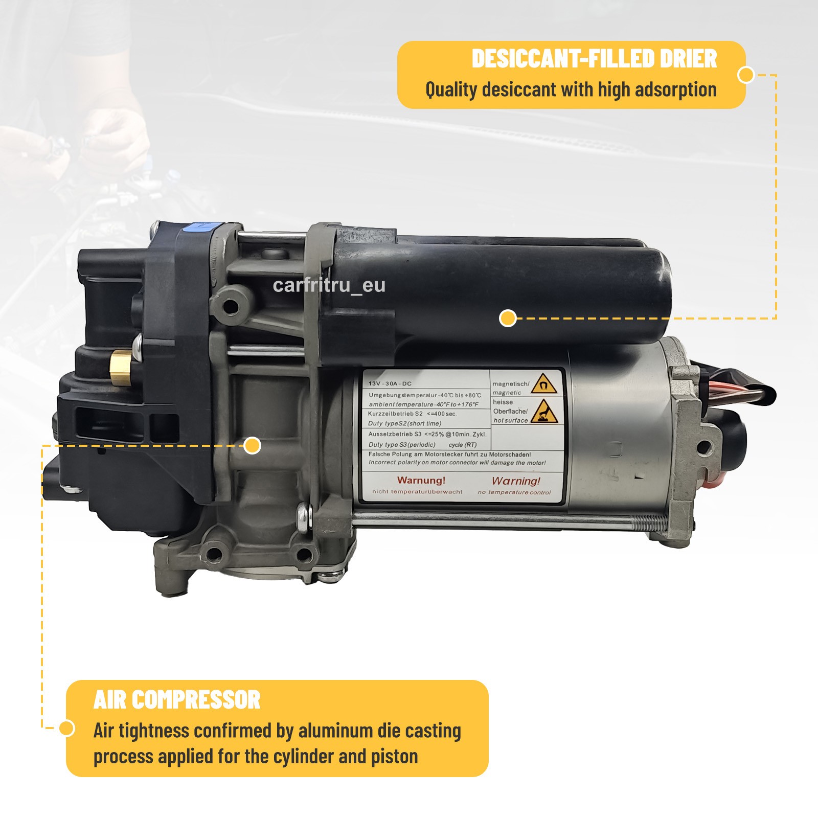 Air Suspension Compressor w/ Dryer for Audi Q7 Q8 SQ8 SQ7 & Bentley Lamborghini