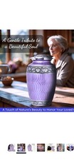 Purple Cremation Urn Adult Human Ashes Male Female - Funeral Urn with Velvet Bag