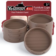 8 Pcs Non-Slip Furniture Coaster Cups for Hardwood Floors - Brown