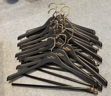 12 Vintage Neiman Marcus Black Suit Hangers Gold Logo Metal Bar PRICE PER HANGER