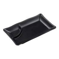 Rechteckiger Schwarzer Melamin-Aperitif-Teller Mit Fach 20X12 Cm - Medri