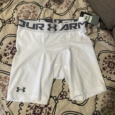 Under Armour men white original heatgear compression shorts underwear Medium