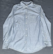 Wrangler Men's Small Blue Denim Button-Up Work Shirt Long Sleeve Cotton Western