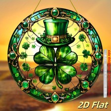 St. Patrick's Day Acrylic Suncatcher Leprechaun Hat Four Leaf Clover Irish Decor