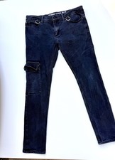 Hot Topic HT Stinger Jeans 36x32 Black Denim Skinny Stretch Punk Grunge Emo