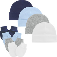 Anti-Scratch Baby Hats and Mittens Set Newborn Beanie Gloves 0-6M