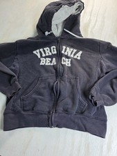 Youth Virginia Beach Navy Blue Hooded Zip Up Sweatshirt Medium 100 Cotton