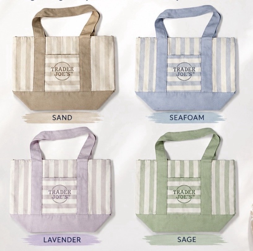 【新色】Trader Joe's Stripedミニトート4色セット NWT ✨ Trader Joe's Striped Canvas Mini Tote Set of 4 Summer 2026