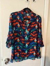 A.N.A Long Sleeve 1/2 Button sheer Blouse Women's SZ XL