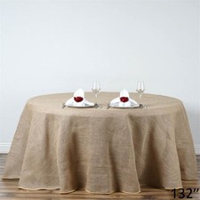 132" Natural BURLAP ROUND TABLECLOTH Wedding Party Catering Reception Linens