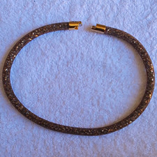 Swarovski Gold Plated Crystal Mesh Choker Necklace Magnetic Clasp Signed