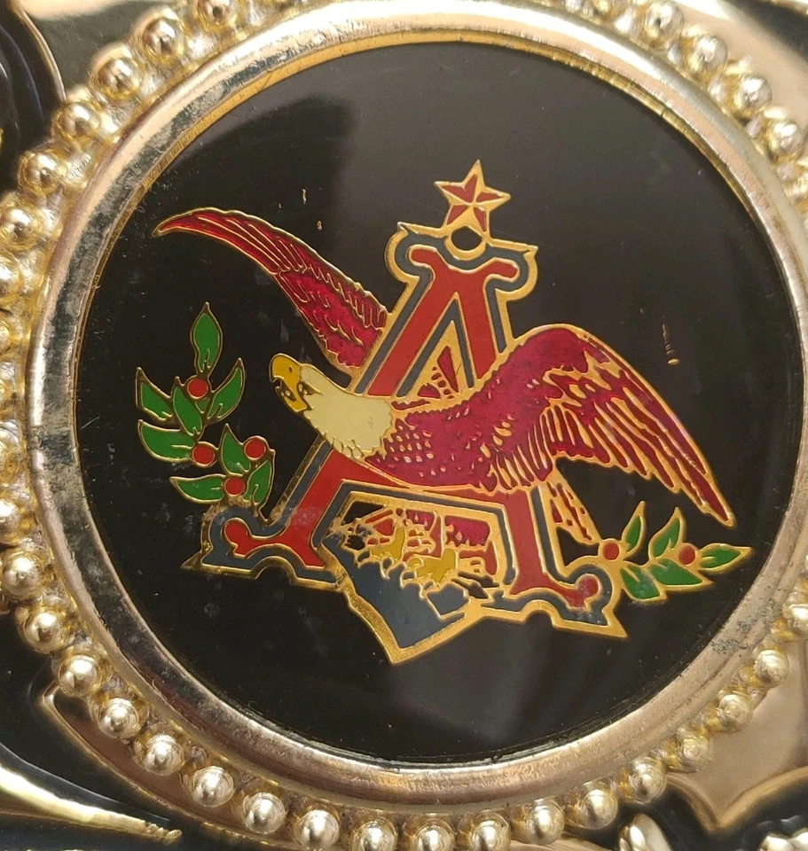 Hebilla de cinturón vintage con incrustación dorada/negra Anheuser-Busch Eagle Country Western Foto 4 de 4