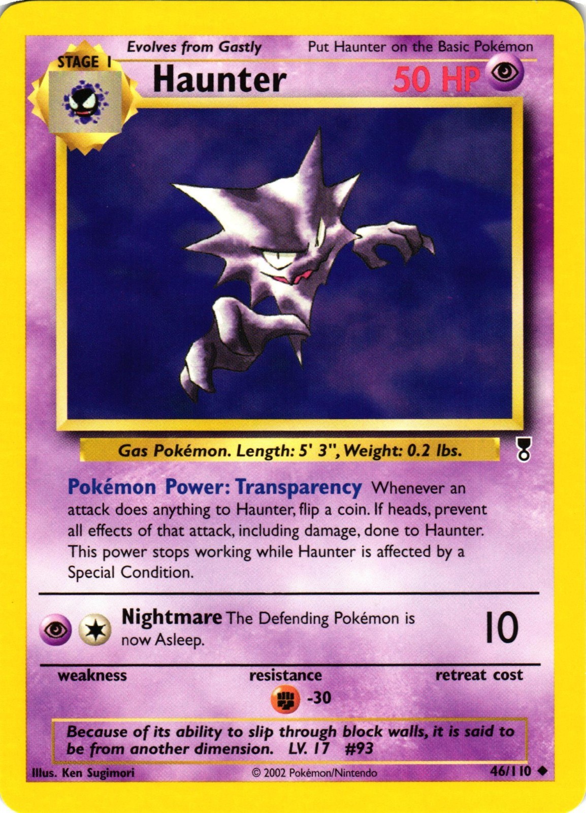 Pokémon TCG Haunter 46/110 Legendary Collection WOTC Unlimited VLP