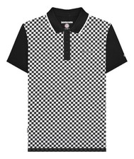 Lambretta Mens Black/White Checkered Casual Retro Mod Ska Black Polo Shirt