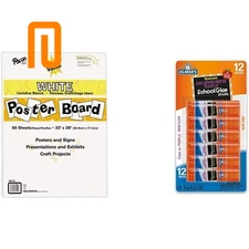 Pacon Super Value Poster Board, 22"X28", White, 50 Sheets and Purple,White 