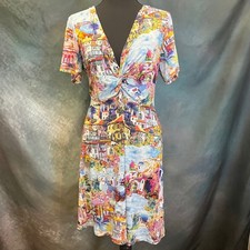 Johnny Was Janie Favorite Twist Dress Women's Medium Colorful Print Short Sleeve