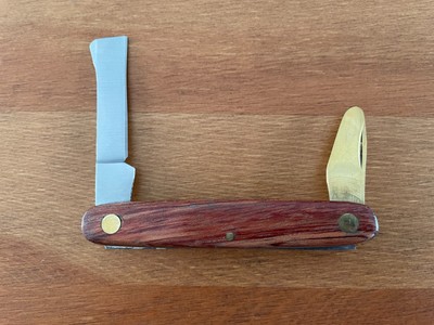 2.4'' Grafting Navaja Pocket Knife 2nd Brass Blade with Rosewood Handle - Spain