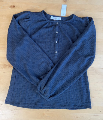 LOFT Women s Textured Long Sleeve Blouse   Size M   Navy   NWT   Fall 2024