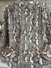 H M Gray Snakeskin Animal Print Button Down Shirt, Size 8