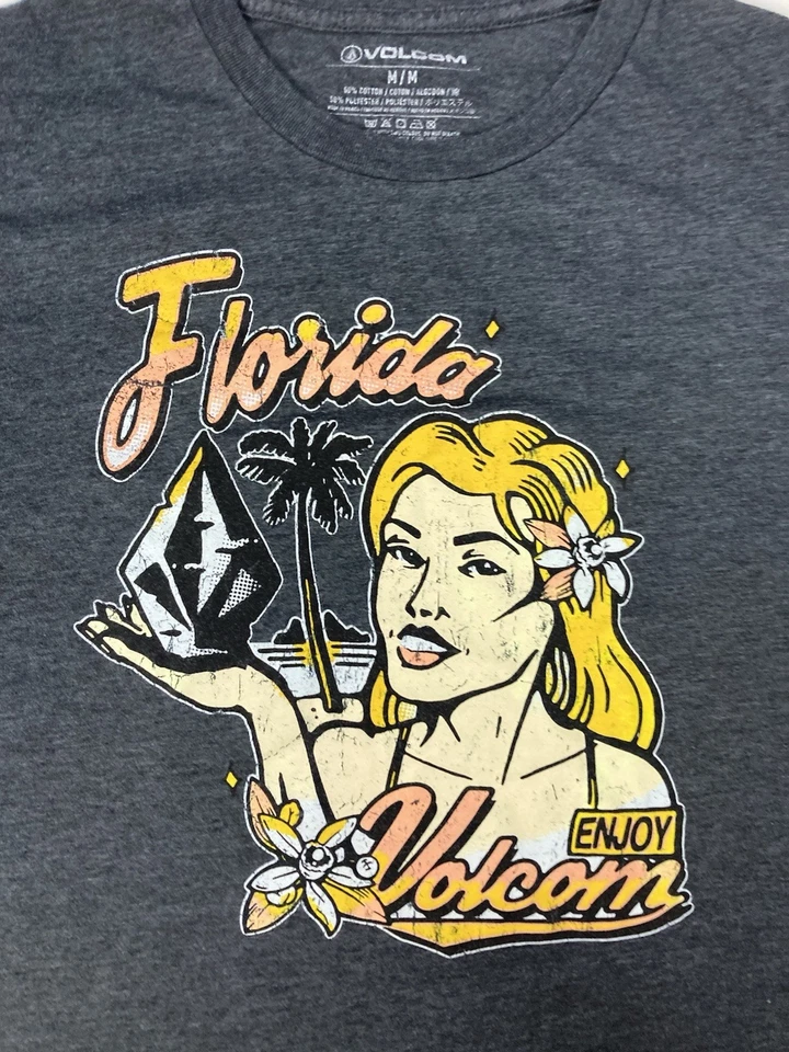 Volcom Florida Enjoy Graphic T-shirt Men Medium Gray Short Sleeve - Image 2 of 4