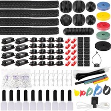 604 Pcs Cable Management Kit, 4 Cord Organizer Sleeve, 7 Holder, black