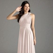 Azazie Charlize Blushing Pink A14 Bridesmaid Dress Stretch Satin Excellent