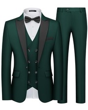 Slim Fit Tuxedo for Men Button Suit Set Prom Party Wedding Tux Men's Suits 3 ...
