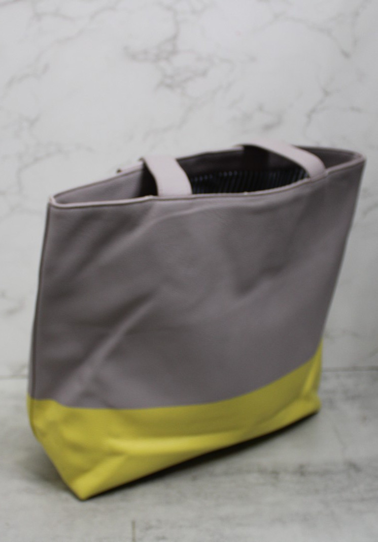 Kate Spade Gray & Yellow Leather Shoulder HandBag Purse thumbnail 6