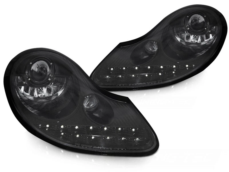 Faros halógenos negros brillantes para Porsche 911 996/Boxster 1996-2004 especificaciones de la UE LP Foto 2 de 4