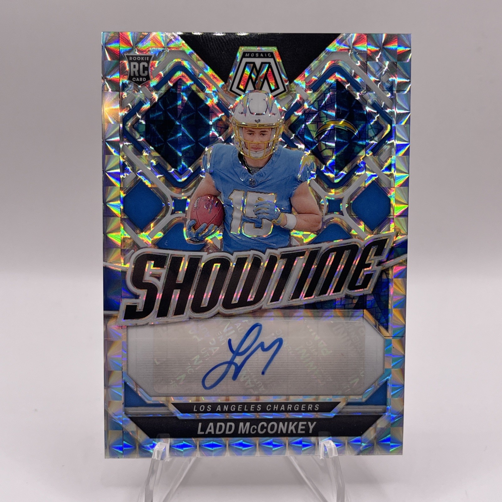 LADD MCCONKEY 2024 MOSAIC SHOWTIME ROOKIE SILVER MOSAIC RC AUTO  