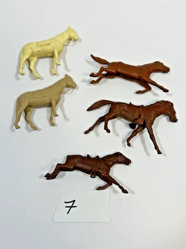 MARX LOT of 6 CAVALRY HORSES VINTAGE for FORT APACHE BLUE & GRAY ALAMO #7