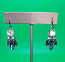 Gunmetal Clear,  Blue,  & Gray Pierced Earrings