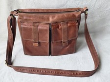 Vintage Fossil Brown Leather Crossbody Messenger Bag