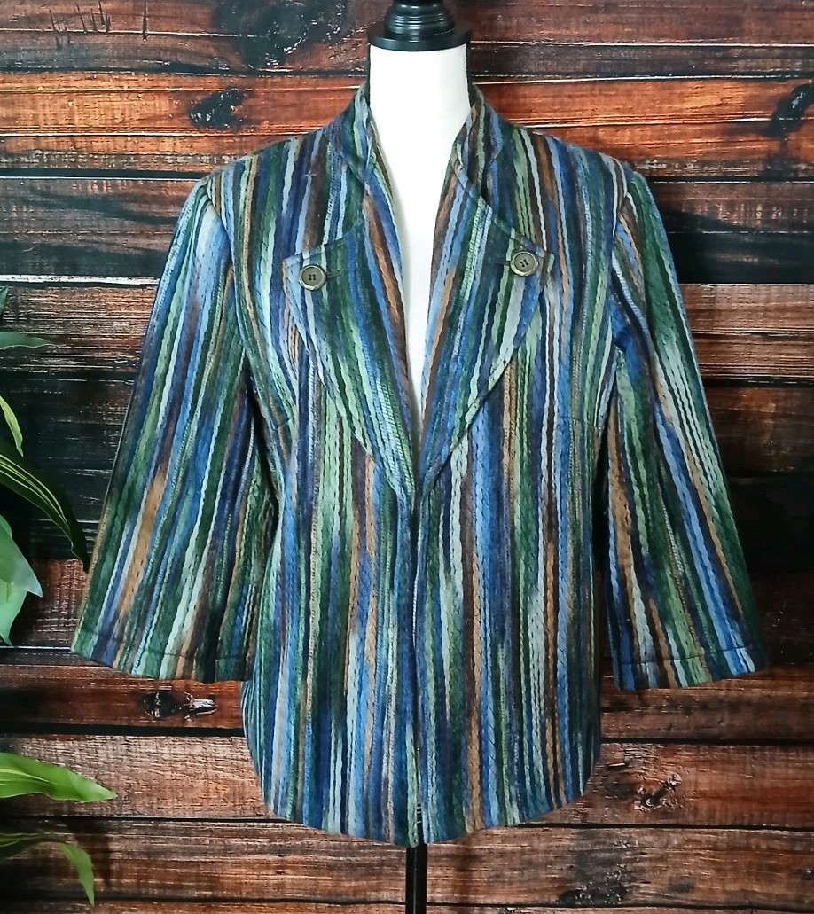 Multiples Jacket Large Woven Multicolor Yarn Stri… - image 3