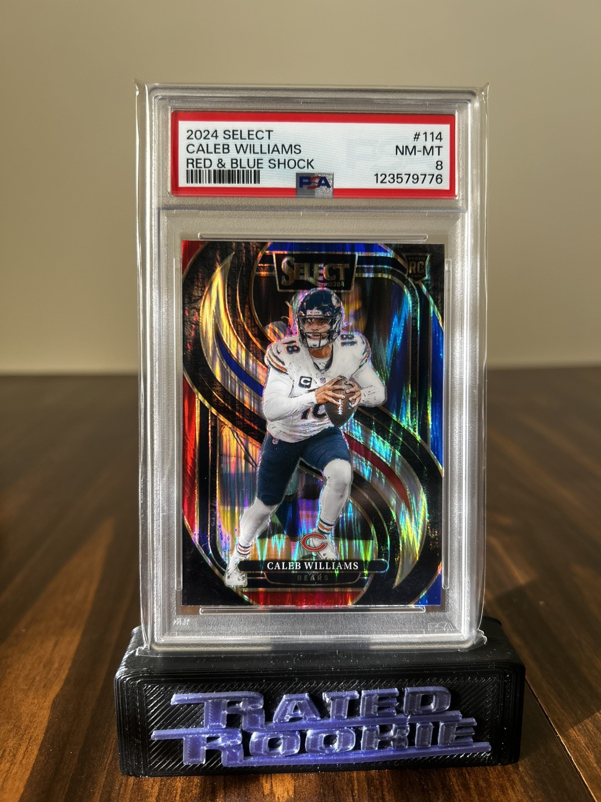 2024 Select Premier Level CALEB WILLIAMS #114 Red & Blue Shock Prizm (RC) PSA 8