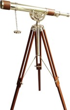 Brass Telescope With Tripod Stand Antique Nautical Floor Standing Spyglass Decor