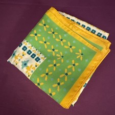 Vintage 60s 70s Yellow And Green Scarf 19.5  X 20  Synthetic Blend