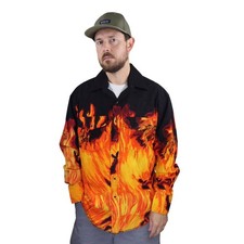 Camicia vintage Wrangler Flames western manica lunga uomo L toro di fuoco rodeo cowboy