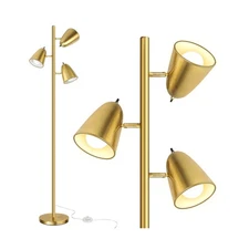 QiMH Tree Floor Lamp with 3 Light Bulbs, Standing Tall Pole Lamps for Living ...