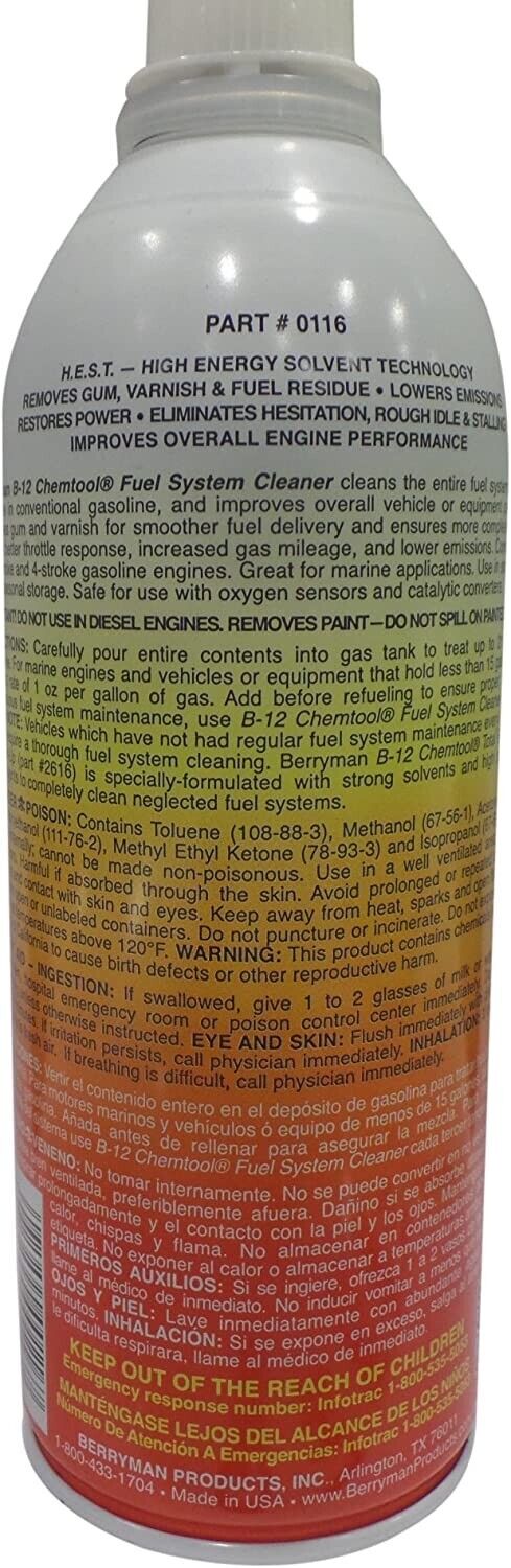 Berryman 0116 B-12 Chemtool Carburetor, Fuel System and Injector Cleaner,  15 oz. - Helia Beer Co
