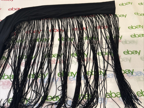 Nasty Gal Womens Plain Fringe Bodysuit Long Sleeve Black Size 4 - Picture 12 of 15