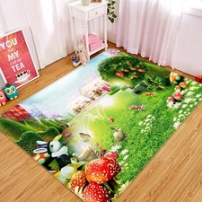 3D Cartoon Lawn Mushrooms NAO4556 Game Rug Mat Elegant Photo Carpet Mat Fay