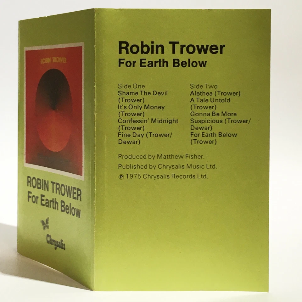 Robin Trower - For Earth Below - RARE 1st VG+ 1975 Cassette Chrysalis - ZCHR1073 Foto 4 de 4