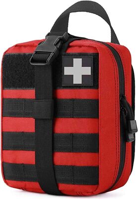 Red Tactical First Aid Kit Medical Molle Rip Away EMT IFAK Survival