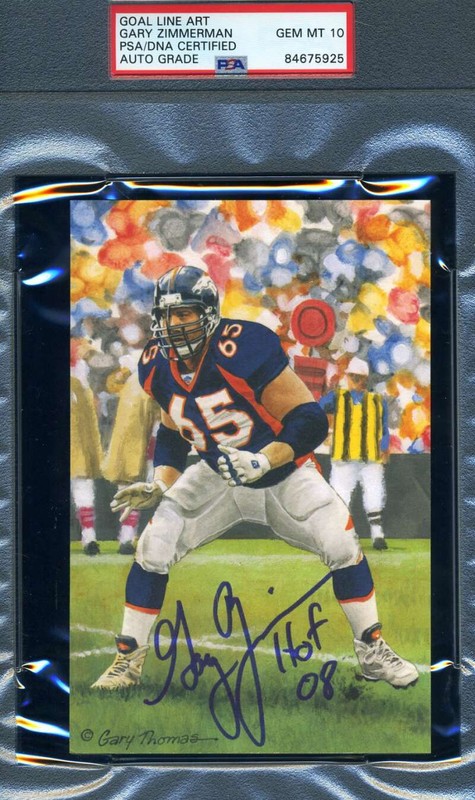 Gary Zimmerman Gem Mint 10 PSA DNA Slabbed Signed Goal Line Autograph GLAC