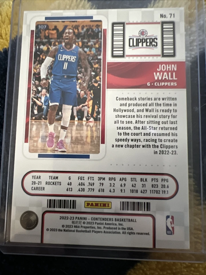 2022-23 Contenders John Wall Opening Night Ticket Rare Parallel /25 SP - Image 2 of 2