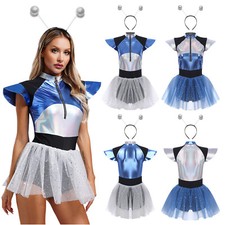 Womens Cosplay Outfits Costumes Halloween Space Alien A-Line With Hair Hoop