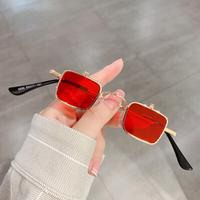 New 90\'s Red Trendy Rectangular Sunglasses Women / Men Retro Shades Amazon.com: Mriendao Red Sunglasses for Men Women 90s  main image 2