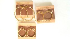 14K Gold Plated Cable Twist Hoop Earrings Made in USA SZ: 1", 1-1/8", 1-3/8", 1-
