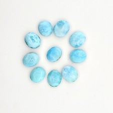 GENUINE LARIMAR 8X10mm FLAT BACK OVAL SHAPED 100 NATURAL, LOT OF 10 STONES 